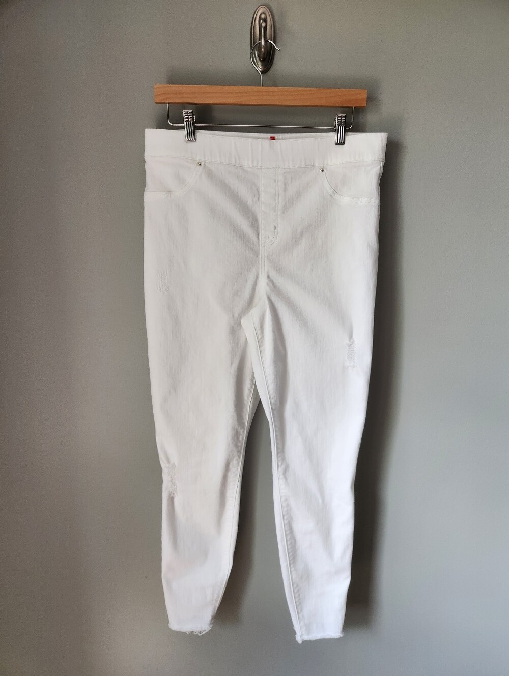 Spanx High Rise White Skinny Jeans Pull On Jeggings Stretch Womens Size XL